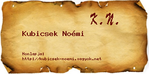 Kubicsek Noémi névjegykártya